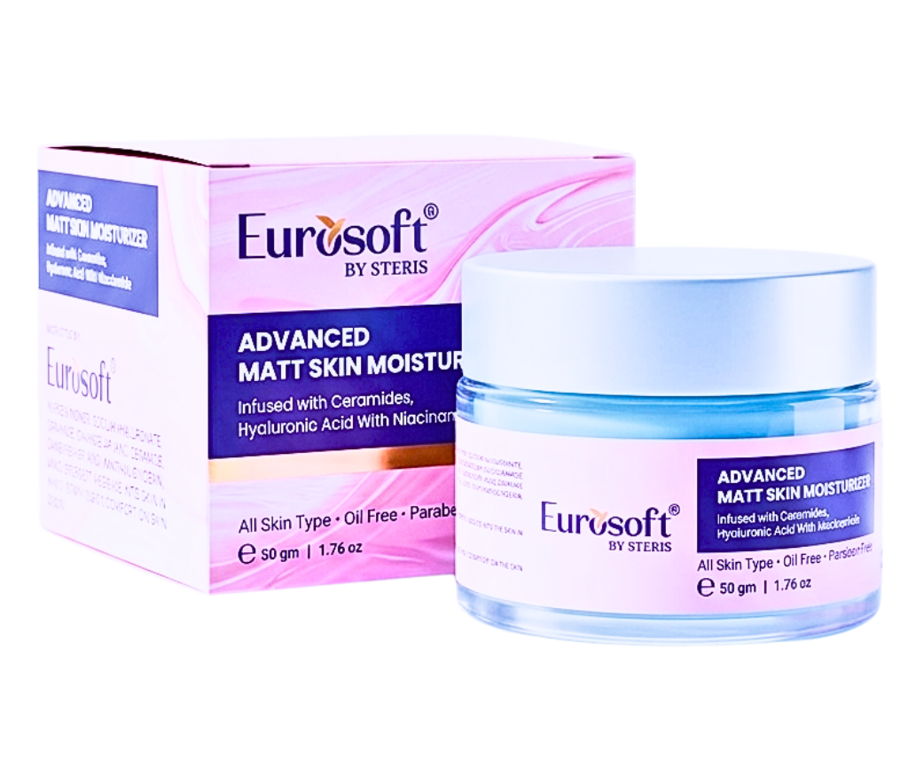 Eurosoft by Steris Advanced Matt Skin Moisturizer | Oil-Free Face Cream with Ceramides, Niacinamide And Hyaluronic Acid Cream for All Skin Types Eurosoft