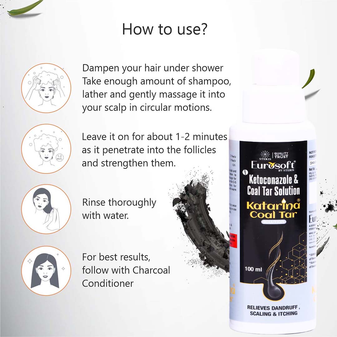 Ketoconazole with Coal Tar Solution Shampoo 100 ml | Eurosoft Katarina Coal Tar Solution