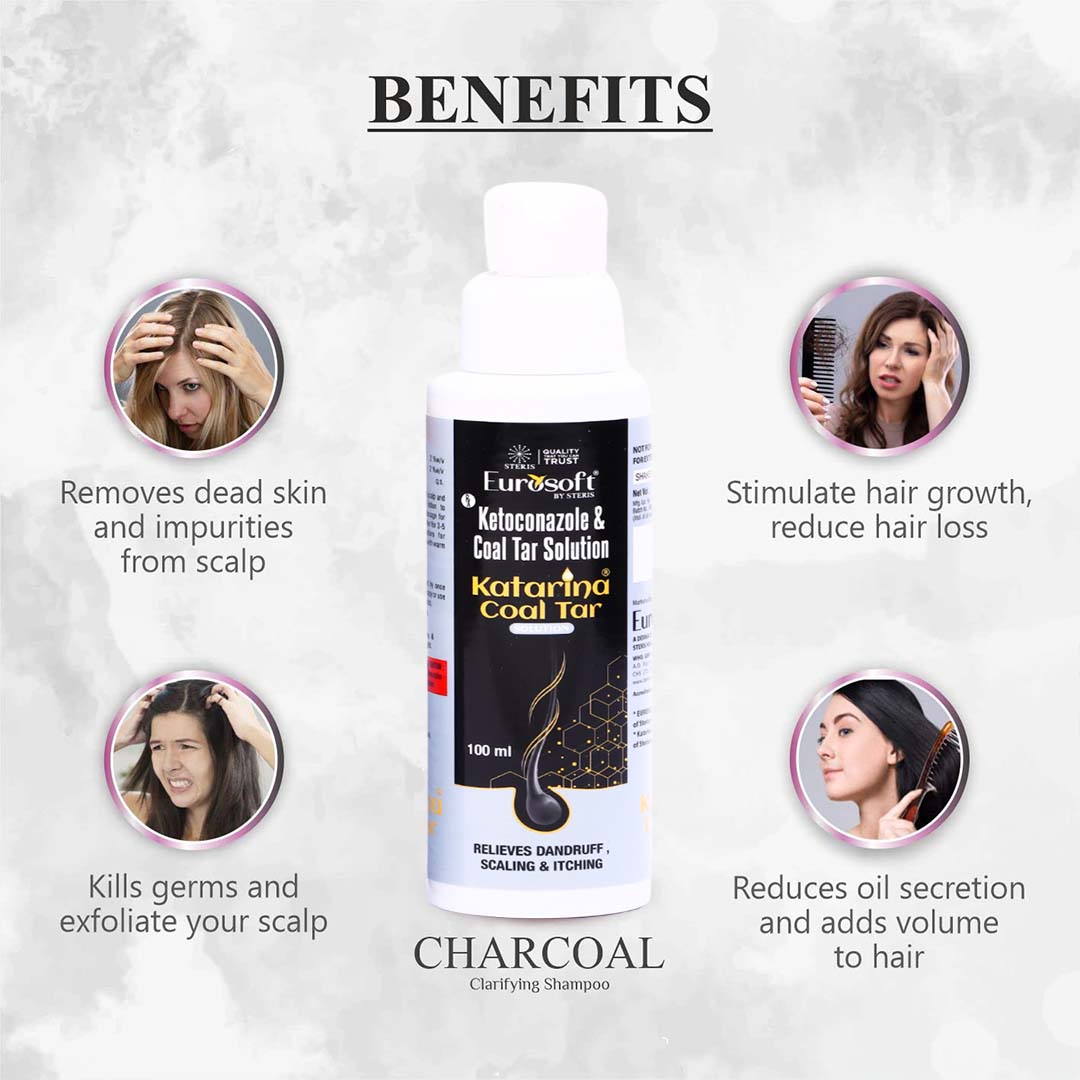 Ketoconazole with Coal Tar Solution Shampoo 100 ml | Eurosoft Katarina Coal Tar Solution